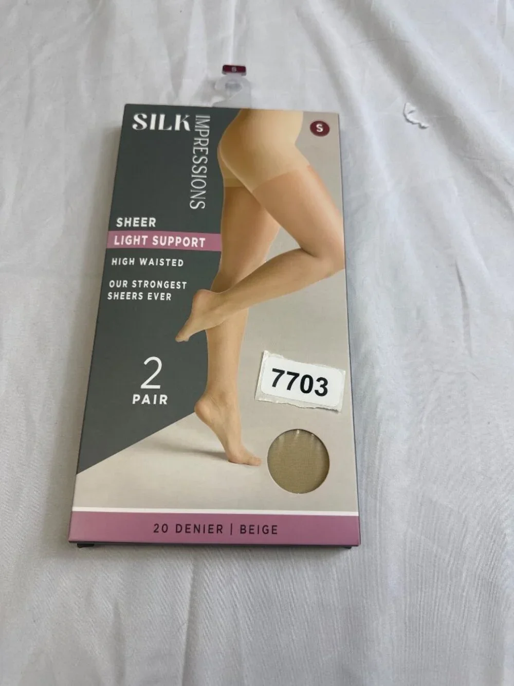 silk impressions sheer light support high waisted [20]denier beige small new